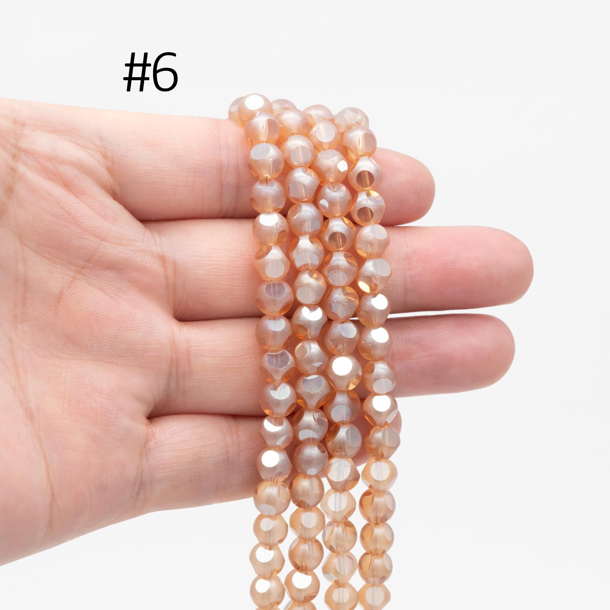 Frosted Faceted Round Glass beads 6mm, (GM-023)/ 100 beads